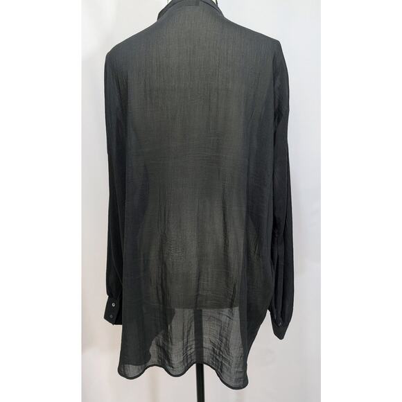 Fabiana Filippi Black Cotton Silk Sheer Button Front Top Size L Italy - Picture 5 of 10